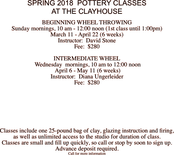 SUMMER 2014  POTTERY CLASSES 